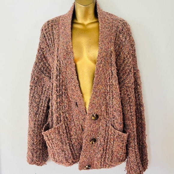 Zara Sweaters - Zara Chunky Knit Cardigan Sweater Small Cozy Fall Winter Layer Soft Neutral Pink